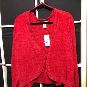 NWT-CATHERINES RED VELVETY-LIKE SHRUG 3X